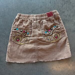Vintage Y2k Corduroy Ecko Red Rhinestone Mcbling Preppy Skirt Youth 6X